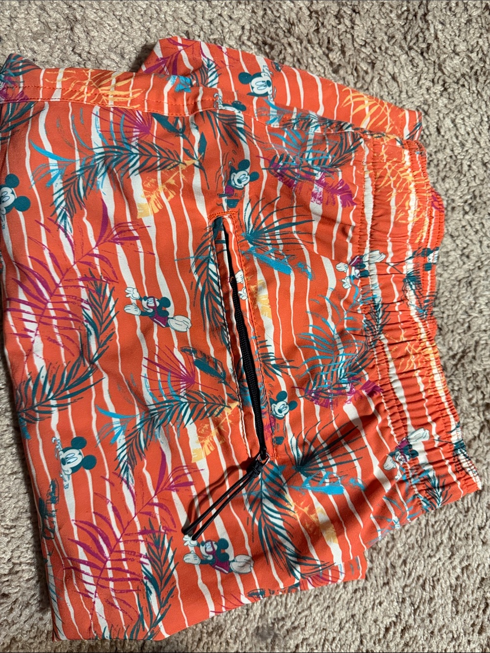 Disney Orange Mickey Mouse Tropical Swim Trunks